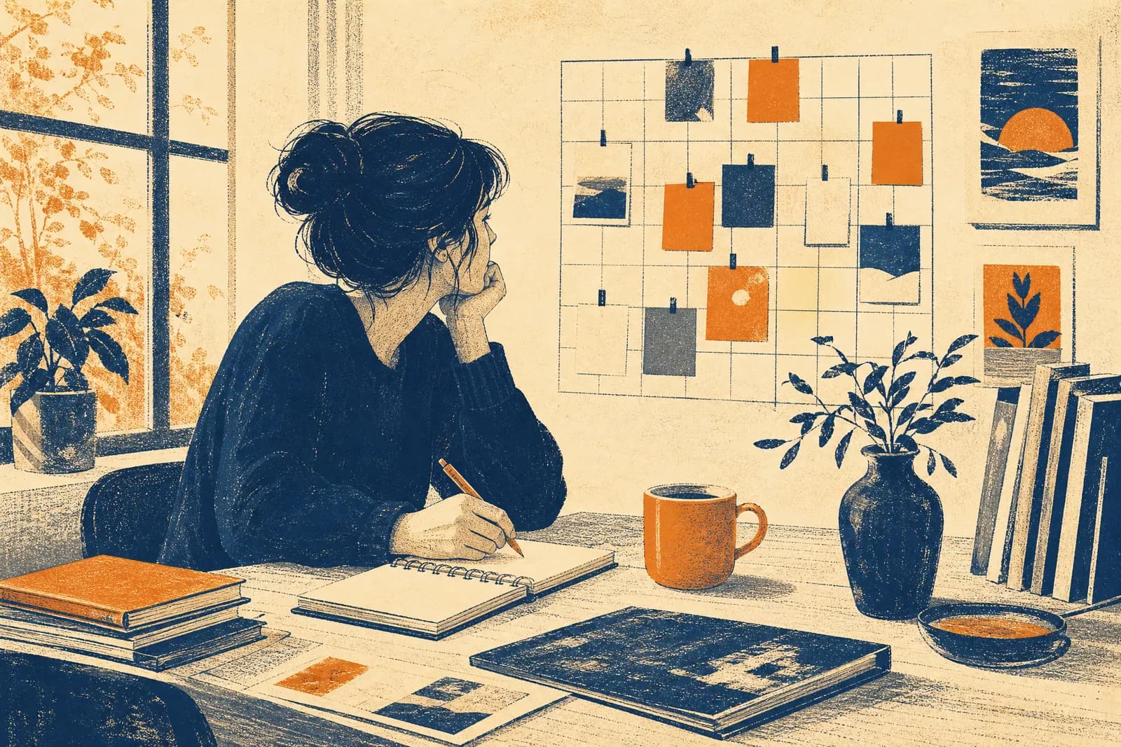 A writer planning a newsletter issue